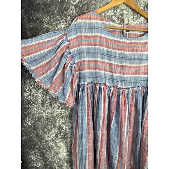 Free People Dress Womens Small Summer Night Striped Pockets Babydoll Mini Boho - Picture 11 of 16
